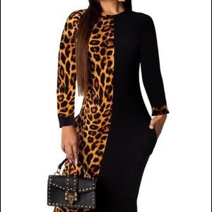 Leopard print and black dress maxi dress